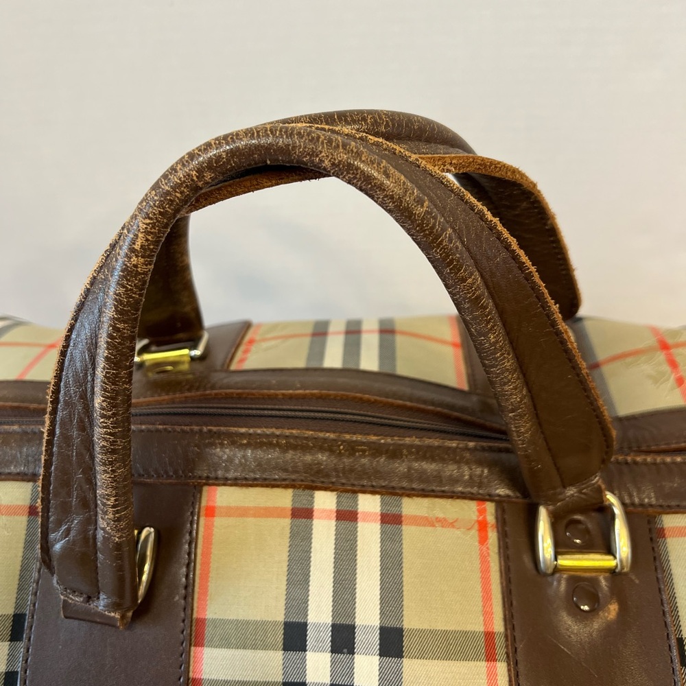 Burberry Nova Check Boston Bag Canvas Beige Brown‎ gold 100% authentic - Picture 4 of 16